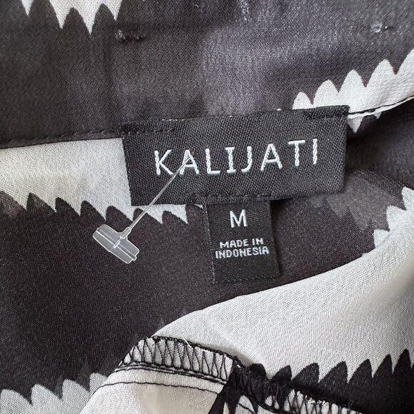 Kalijati White & Black Striped Long Sleeve Blouse Medium M Button Up NWOT - Picture 8 of 11